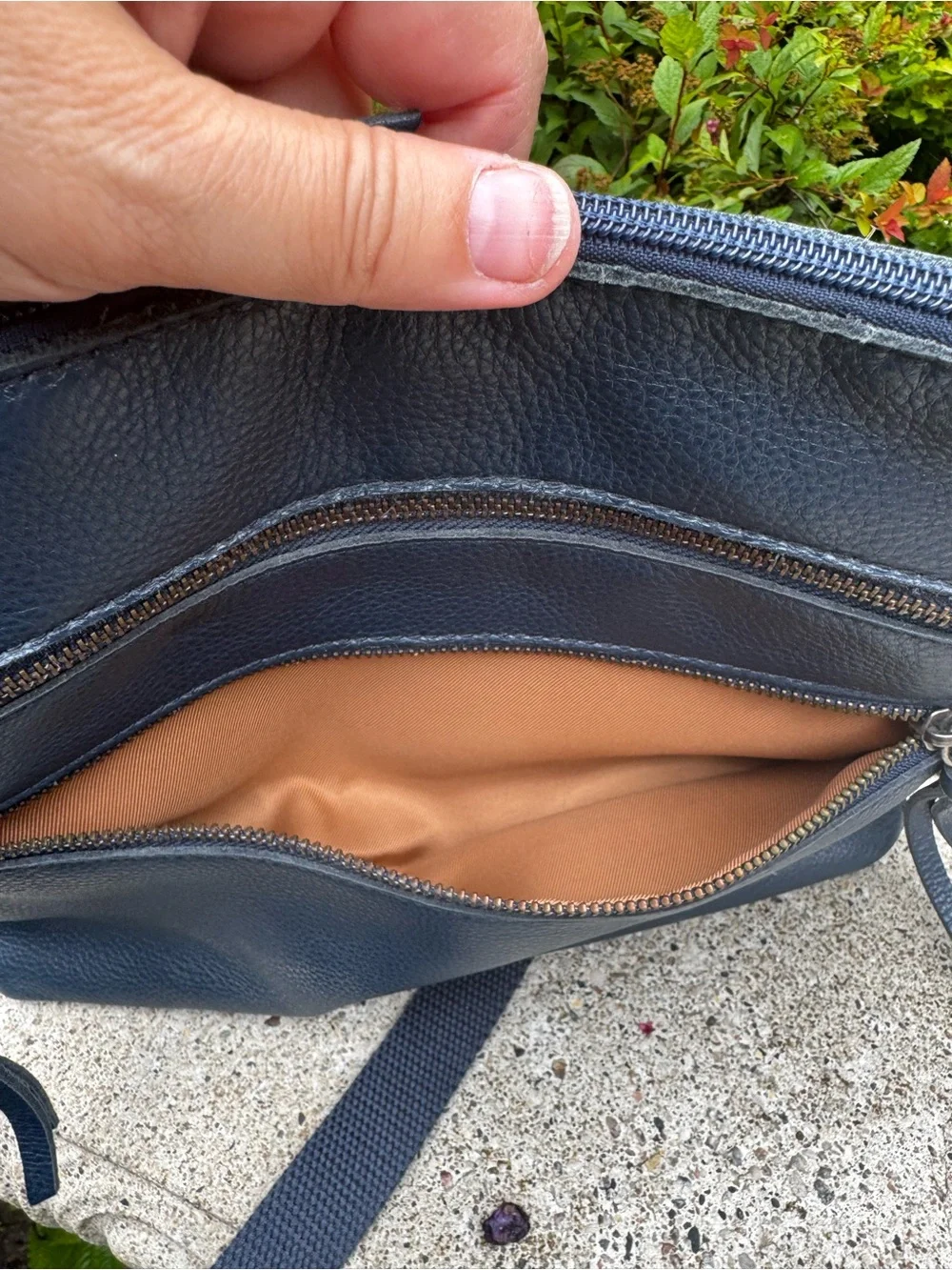 The Sak Navy Leather Crossbody Bag